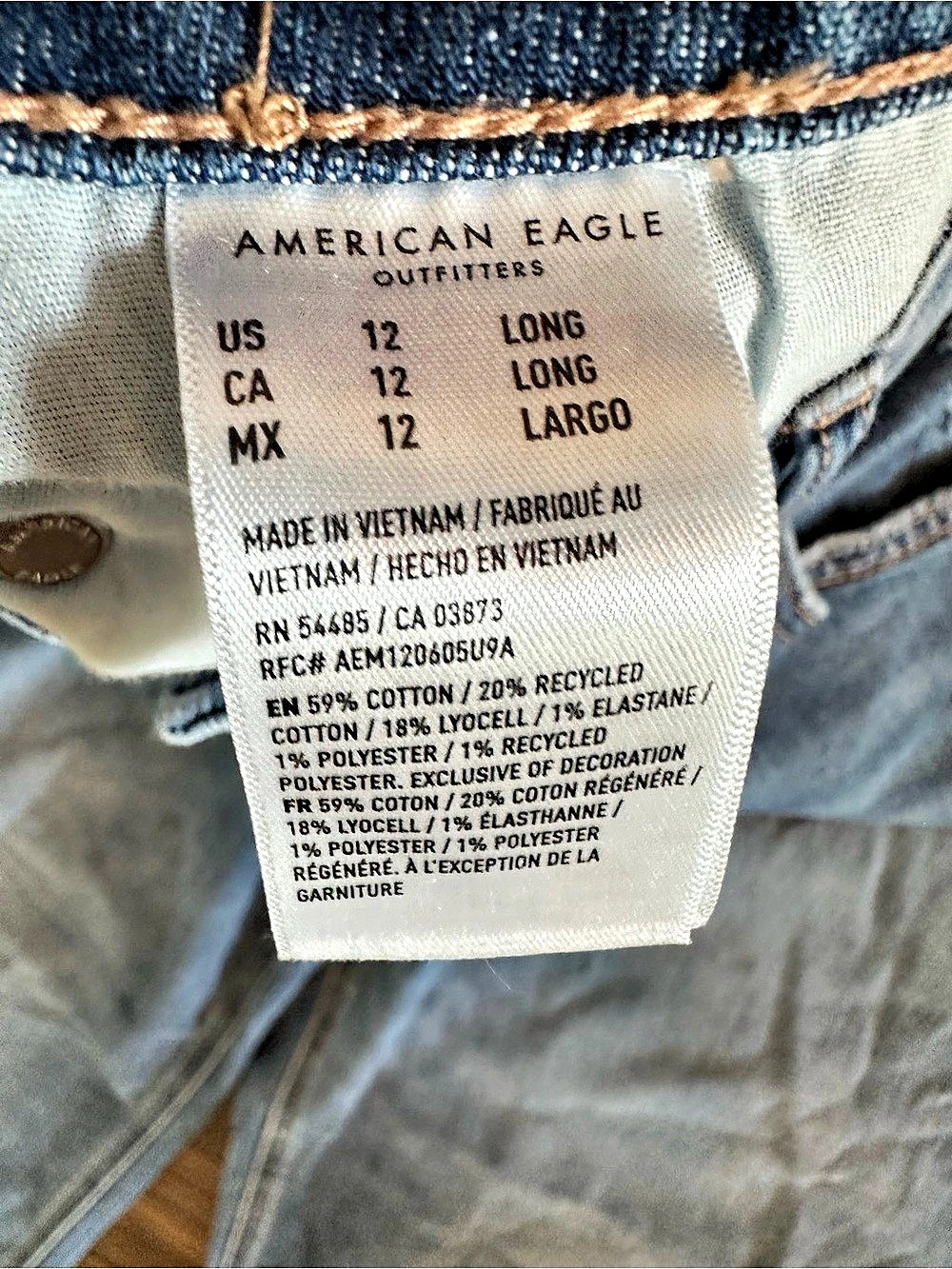 American Eagle Low-Rise Baggy Wide Leg Jeans 12 Long - Picture 4 of 7